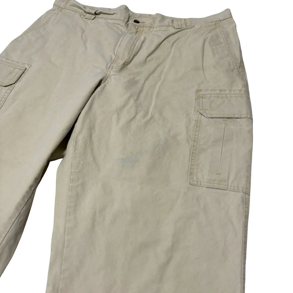 Vintage LL Bean Men's‎ Natural Fit Cargo Pants Yellow *Stained Size 40 x 29